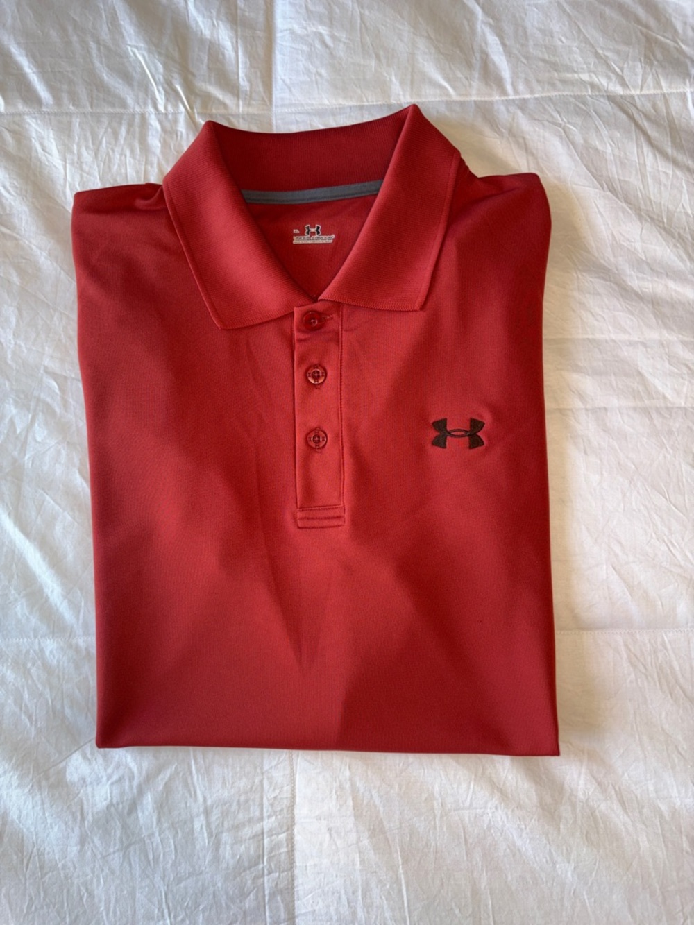 Under Armour XL Rust Orange Polo Golf Performance Tech Loose Fit Rare Color